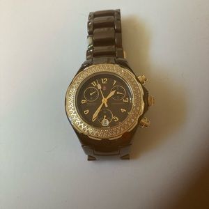 Authentic Michele Tahitian Chocolate Ceramic Diamond Watch